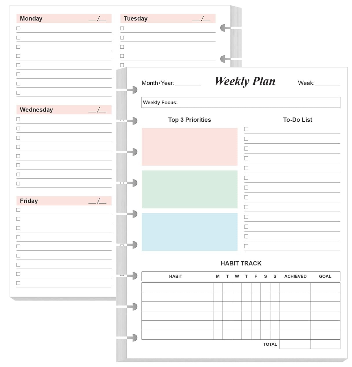 9 Disc Weekly Planner Undated Refills – Classic Size 53 1-pack, Colorful