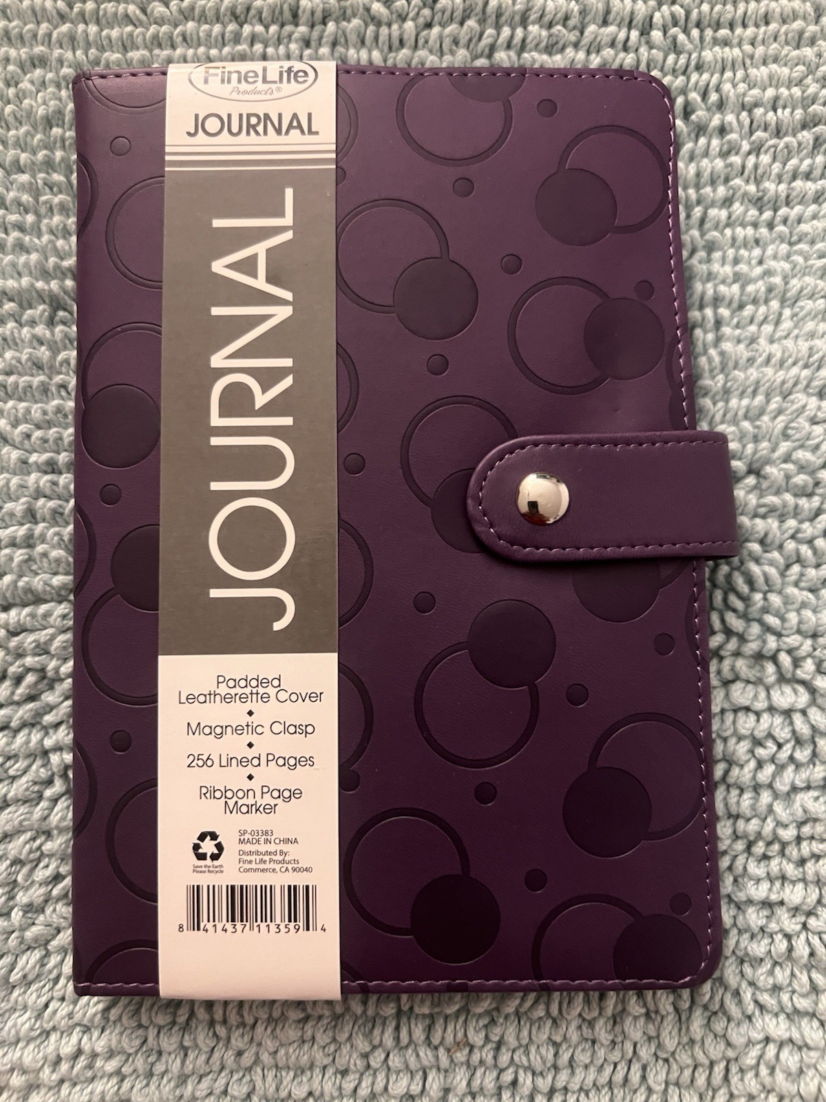 FineLife Purple Faux Leather Illustrated Journal, Magnetic Snap, 256 Lined Pages