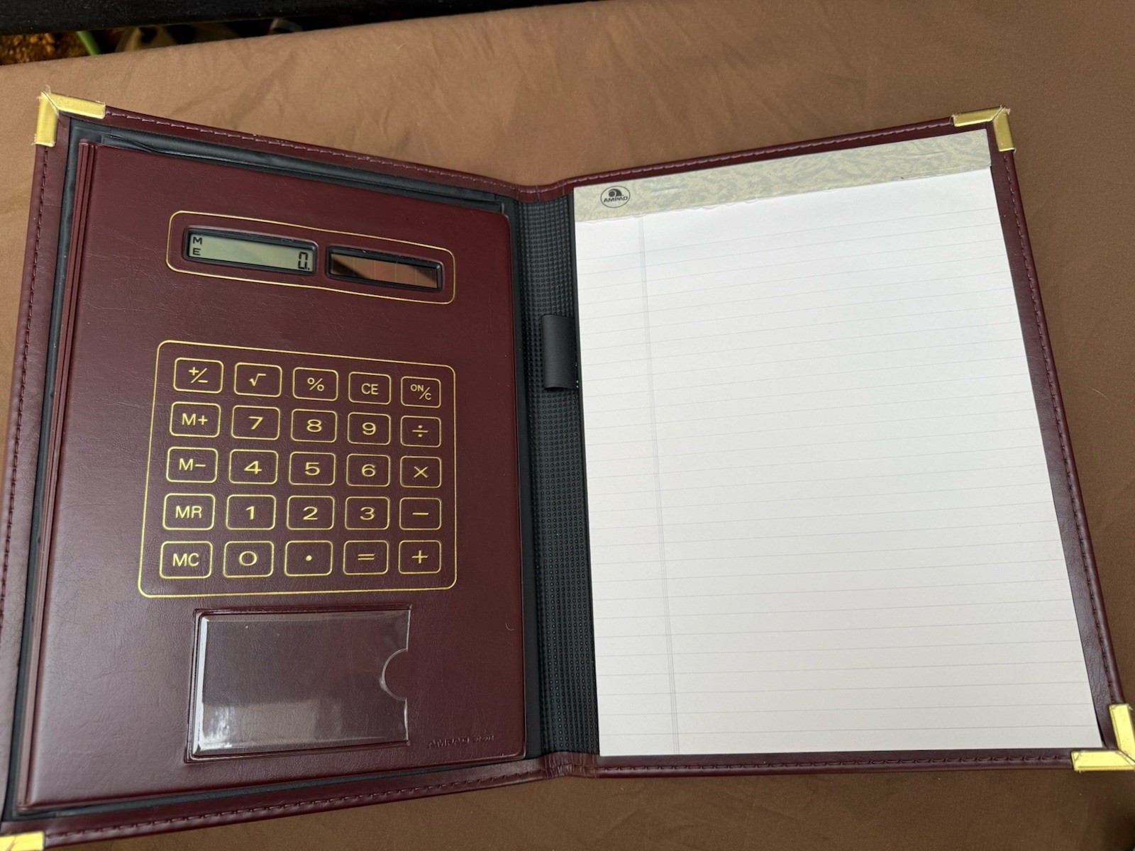 Vtg Ampad Faux Leather Document Notepad Holder Folder Organizer Expandable Folio