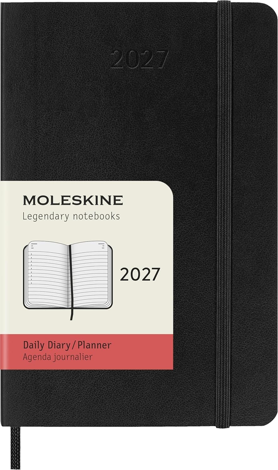 Moleskine Daily Planner 2027, Soft Cover 12 Month Diary with Elastic Closure, Po