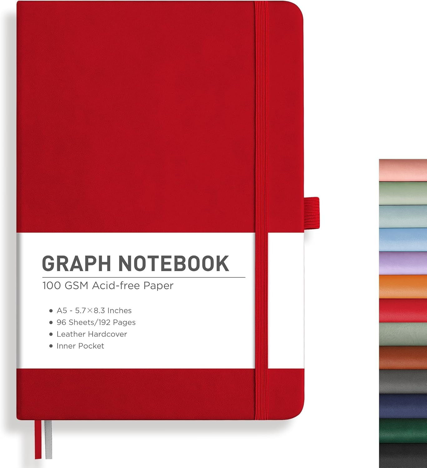 Graph Grid Paper Notebook, 192 Pages, A5 Medium Size (5.7” x 8.3”), 5 Squares