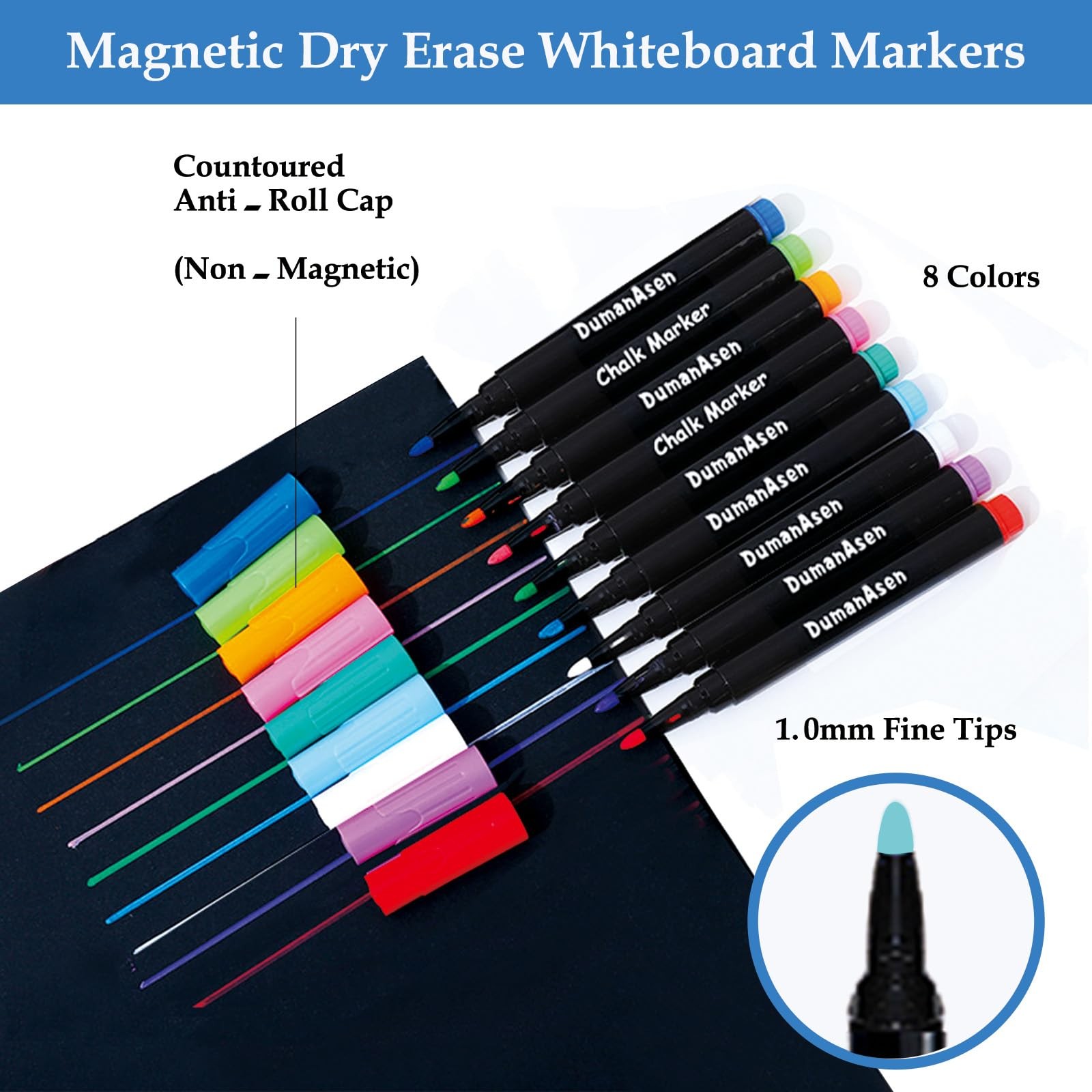Magnetic Menu Board for Fridge, LiebHome Dry 42cm *30cm, Black – 8 Markers