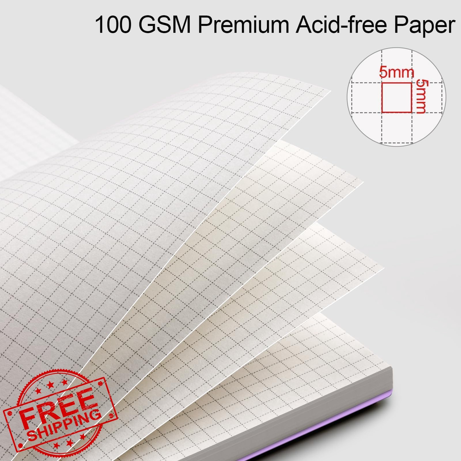 AHGXG A4 Purple Graph Notebook