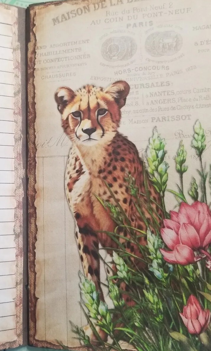 Junk Journal Blank Booklet “WILD KINGDOM” Nature HANDMADE LG 8.5″x5.5″ 40pg