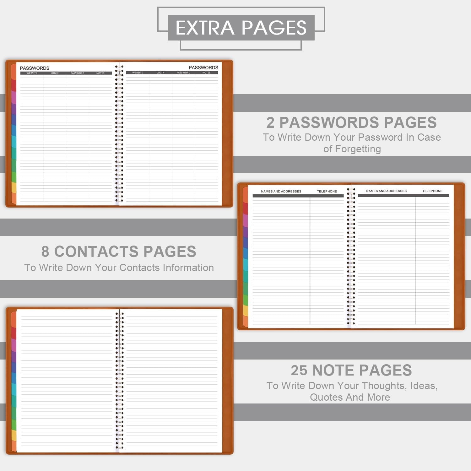 Sophisticated Faux Leather 2026 Planner – 256 Pages, Strong Twin-Wire Binding