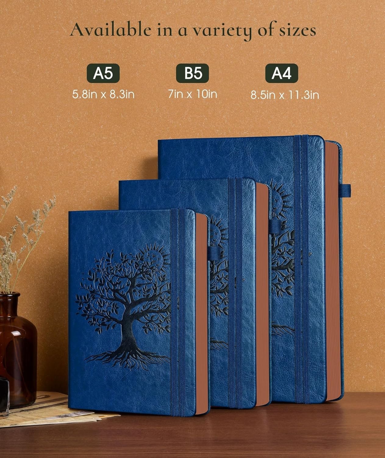 Vintage Leather Journal with 300 Numbered Pages,A4 Lined Journal for Men Wome…