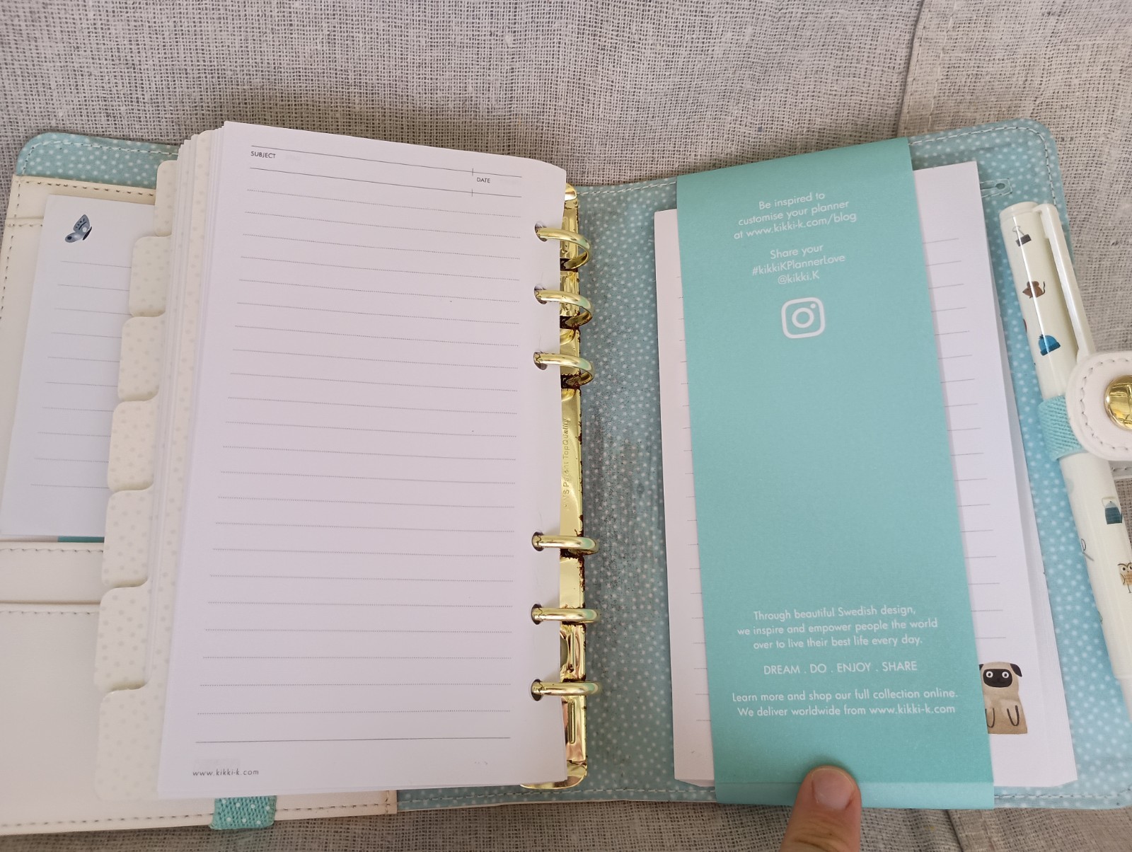 NIB Kikki K White Blue Nature Leather Personal Planner Notebook Calendar