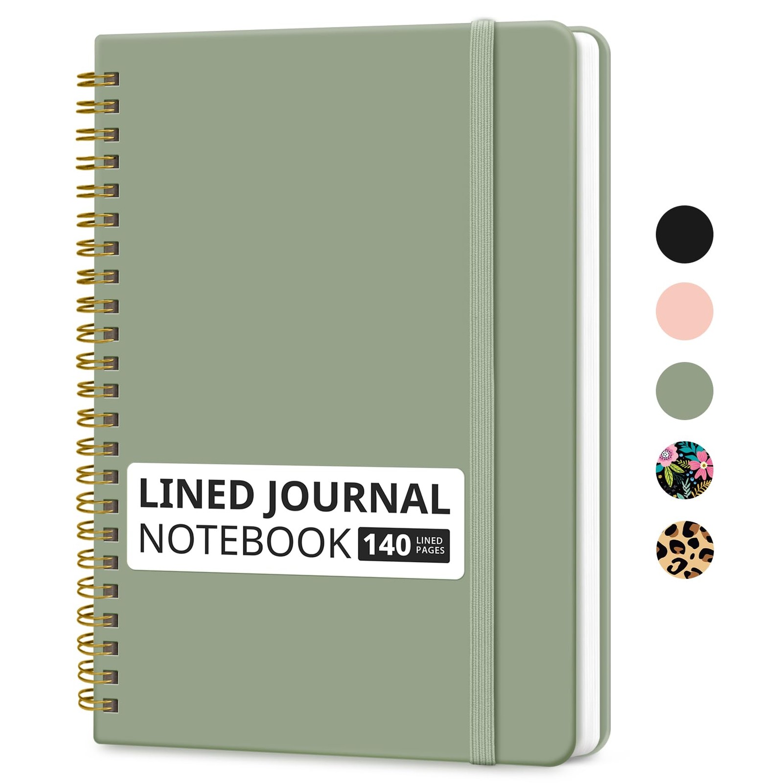 Hardcover Notebook, A5 Lined Journal for Work, 140 Pages, Green