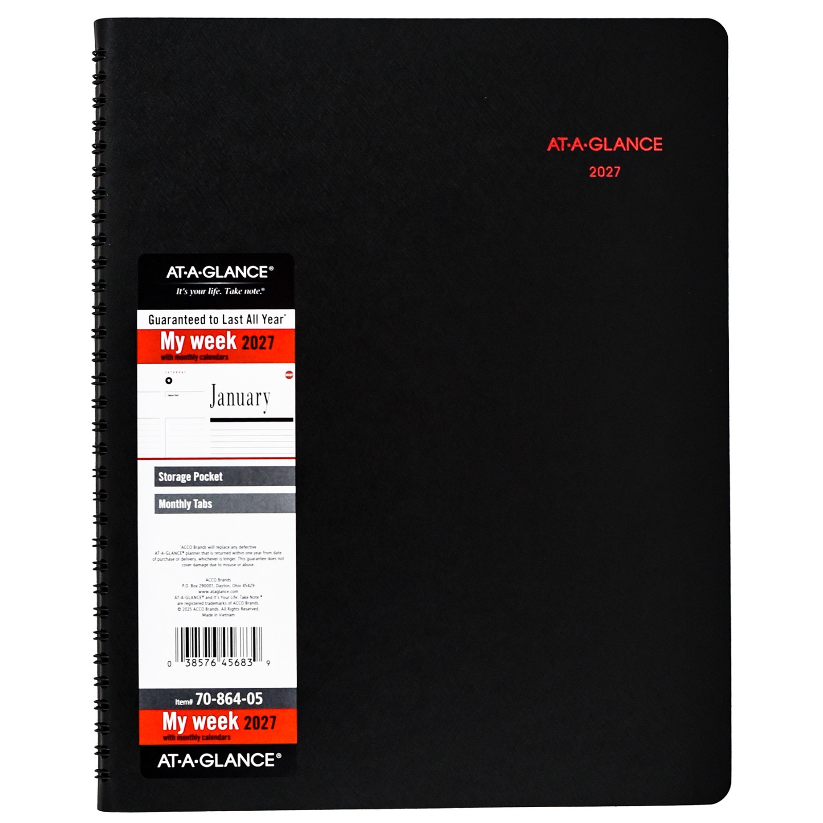 2026 At-A-Glance 70-864-05 Weekly Monthly Appointment Book, 8-1/2 x 11″