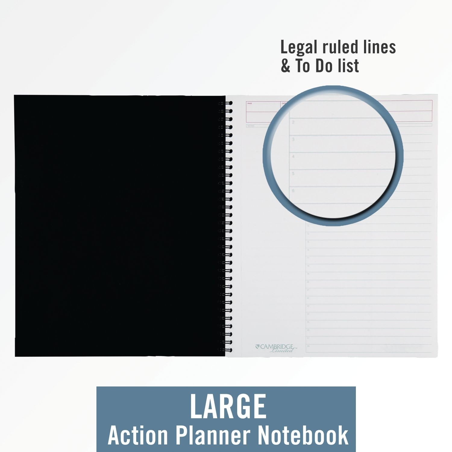 Cambridge Business Notebook, Action Planner, Legal Ruled Paper, 8-1/2″ x 11″, 80