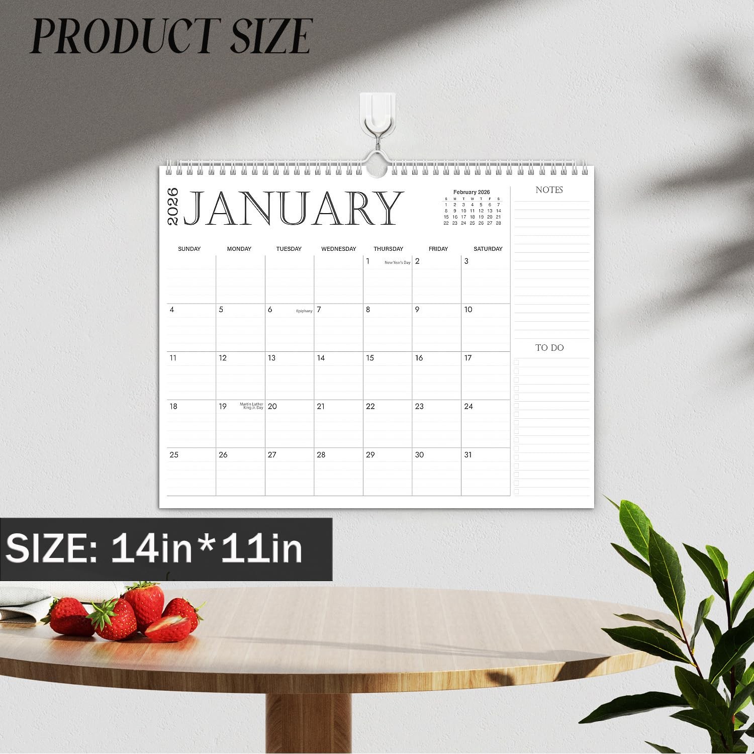 2026 Wall Calendar, 18 Monthly Calendar Jan 2026 – Jun 2027(Simple)
