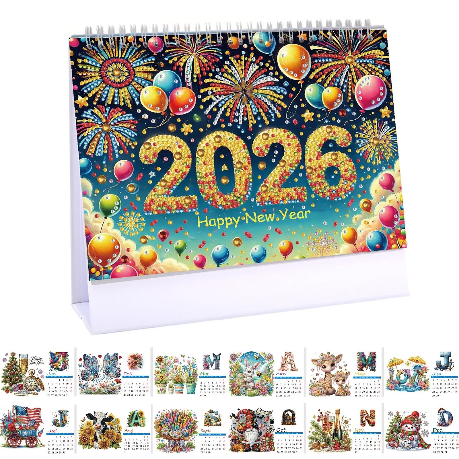 DIYDeligths Diamond Art Painting Desk Calendar 2026 Monthly Flip 2026-B