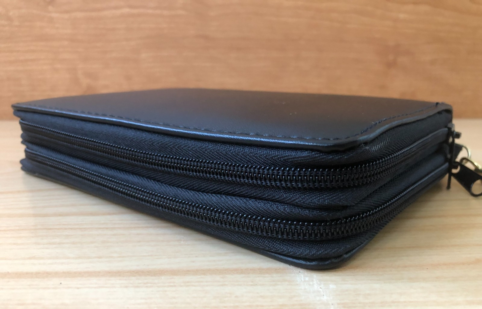 Vintage 1990s Black Leather Personal Organizer Planner 6 Ring Zip Around 8″x5.5″