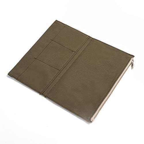 Canvas Zipper Pocket for Traveler’s Notebook – 1 Insert Pouch Refill, Olive Gree