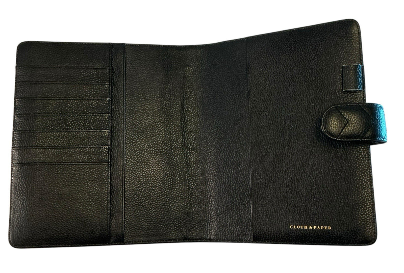 CLOTH & PAPER Leather Agenda Cover, A5 Large Black Quilted Leather Planner,
