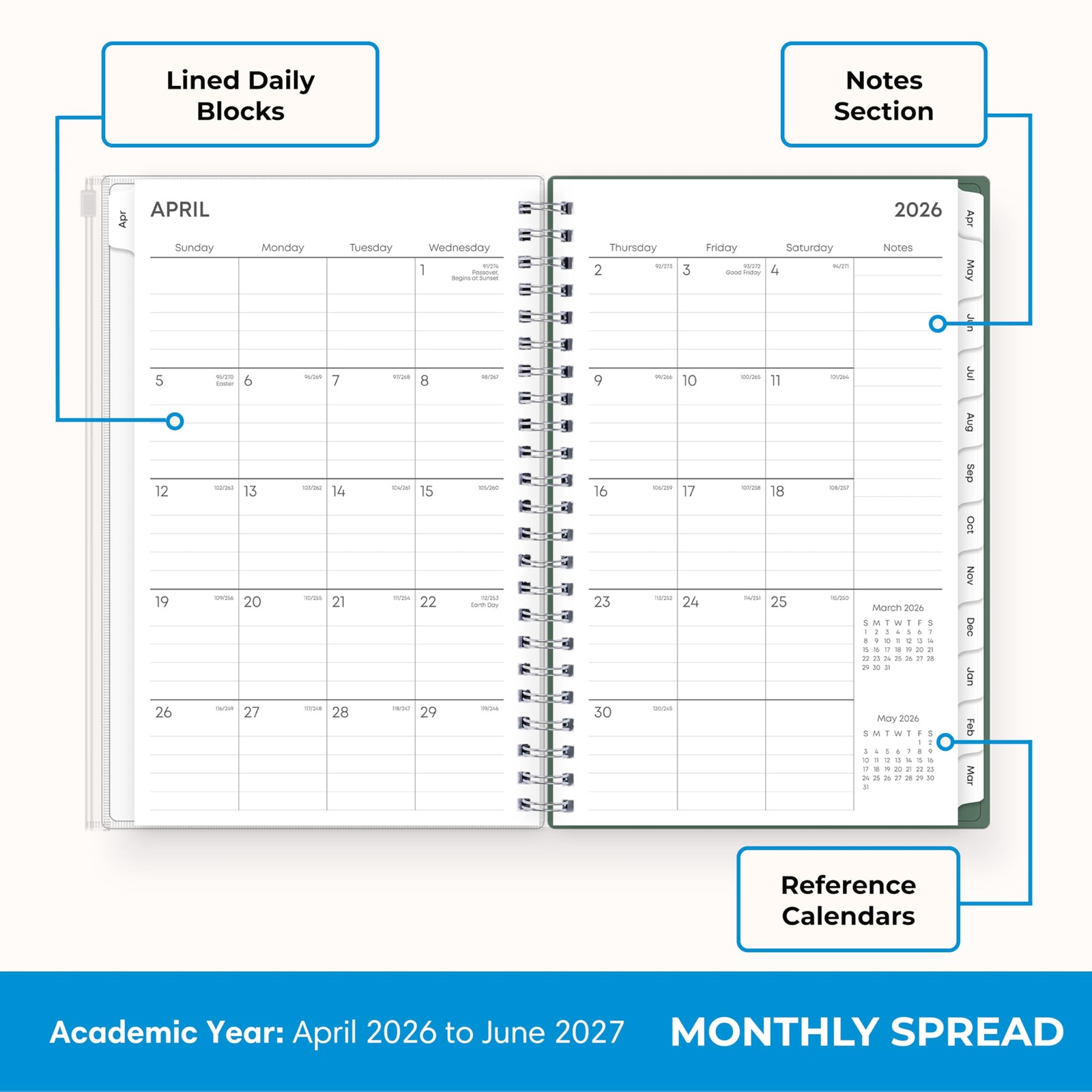 Blue Sky 2026-2027 Weekly and Monthly Academic 5″ x 8″, Seychelle- 2026/2027