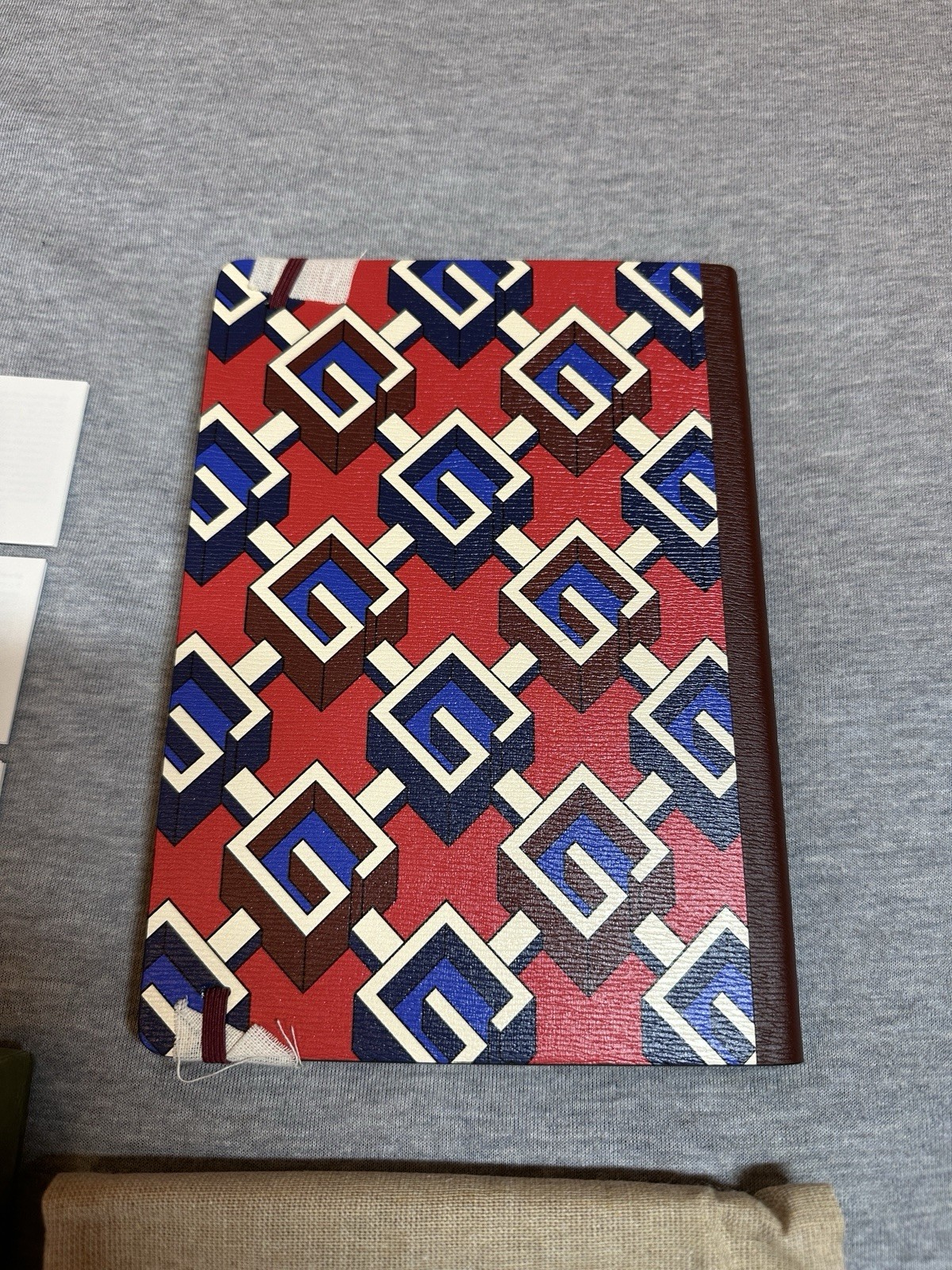 Authentic Gucci Luxury Notebook Journal Geometric G Red Blue New With Gift Box