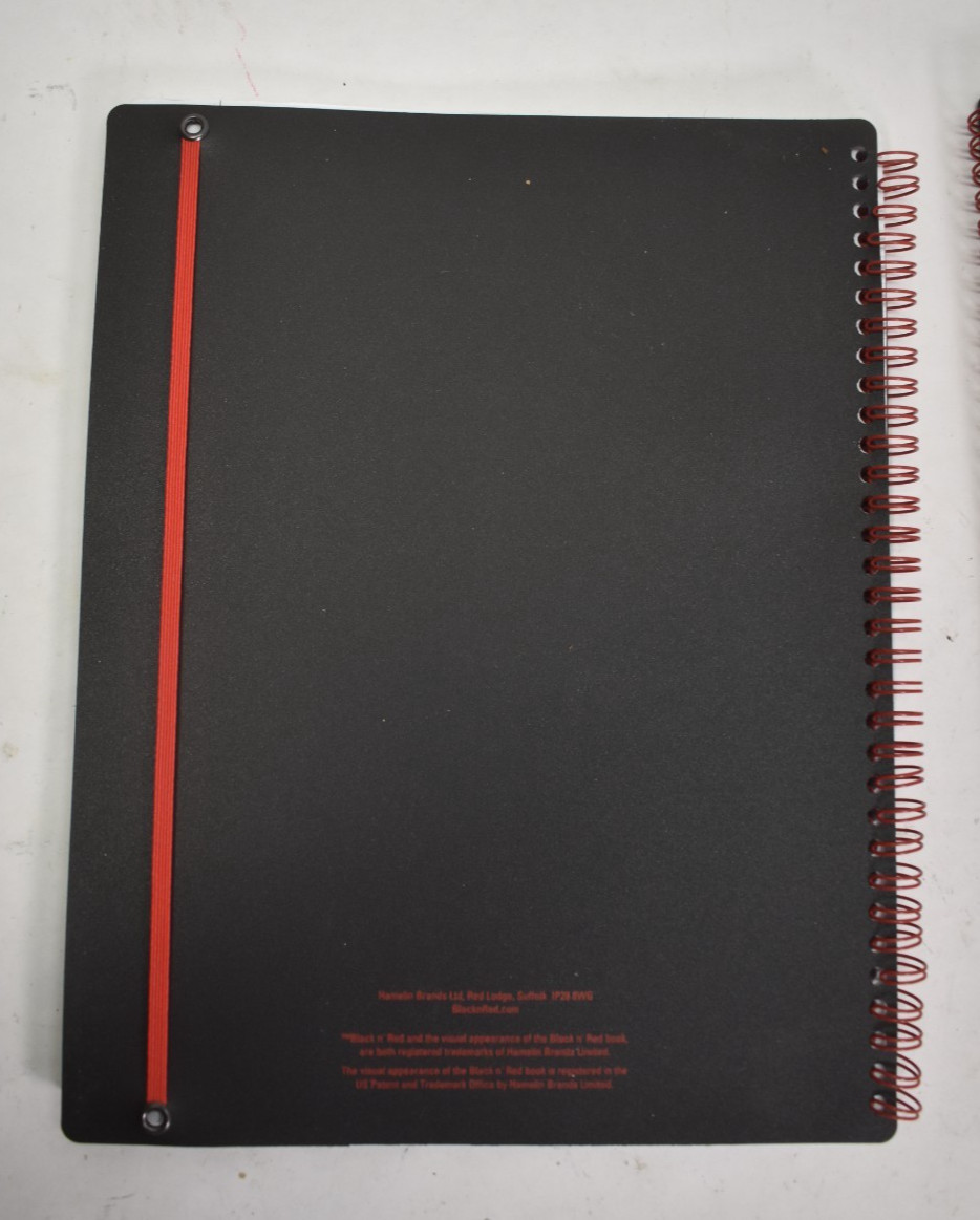 Lot Of 2 Black N’ Red Poly Cover Twin Wire Notebooks 70 Sheets 8″ x 11″