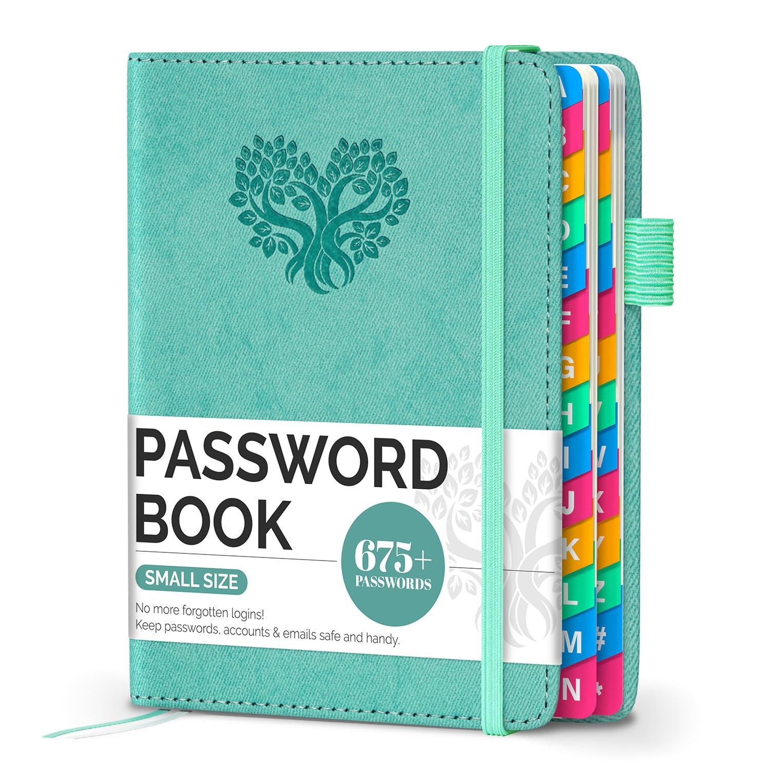 Witsbrez Password Keeper Book with Colorful 4.7”x6.2”, Turquoise