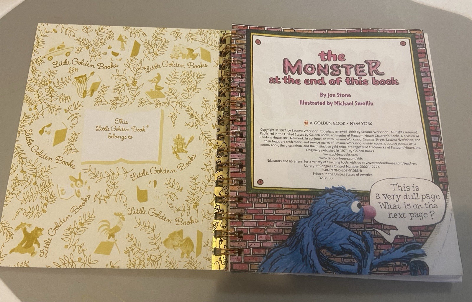 Little Golden Book Upcycled Journal- The Monster At The End Of This Book
