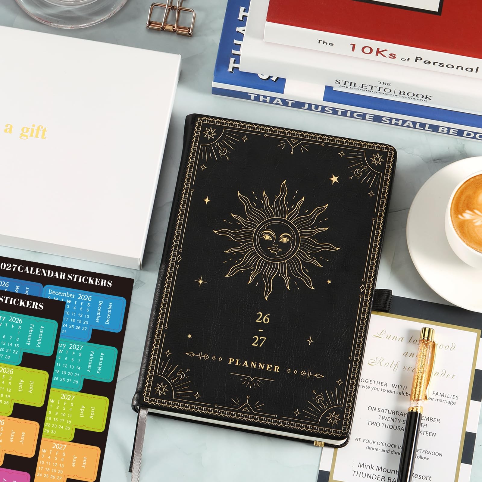 Planner 2026-2027 – Academic 2026-2027, 5.75 x 8.25 inches, Black Sun