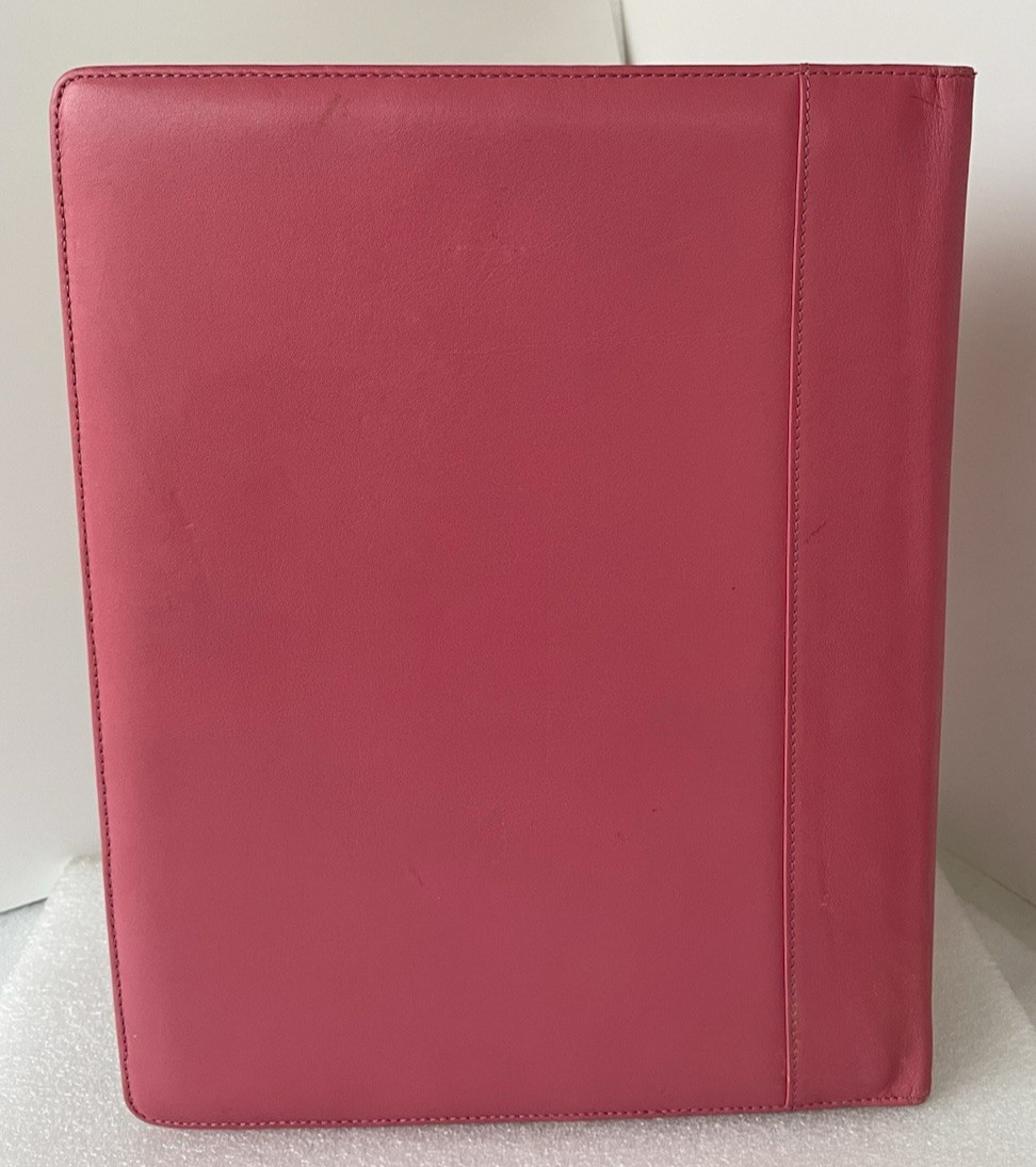 Franklin Covey ~ Note Pad Folio ~ Pink Leather Monarch Organizer Cover ~12″x9.5″