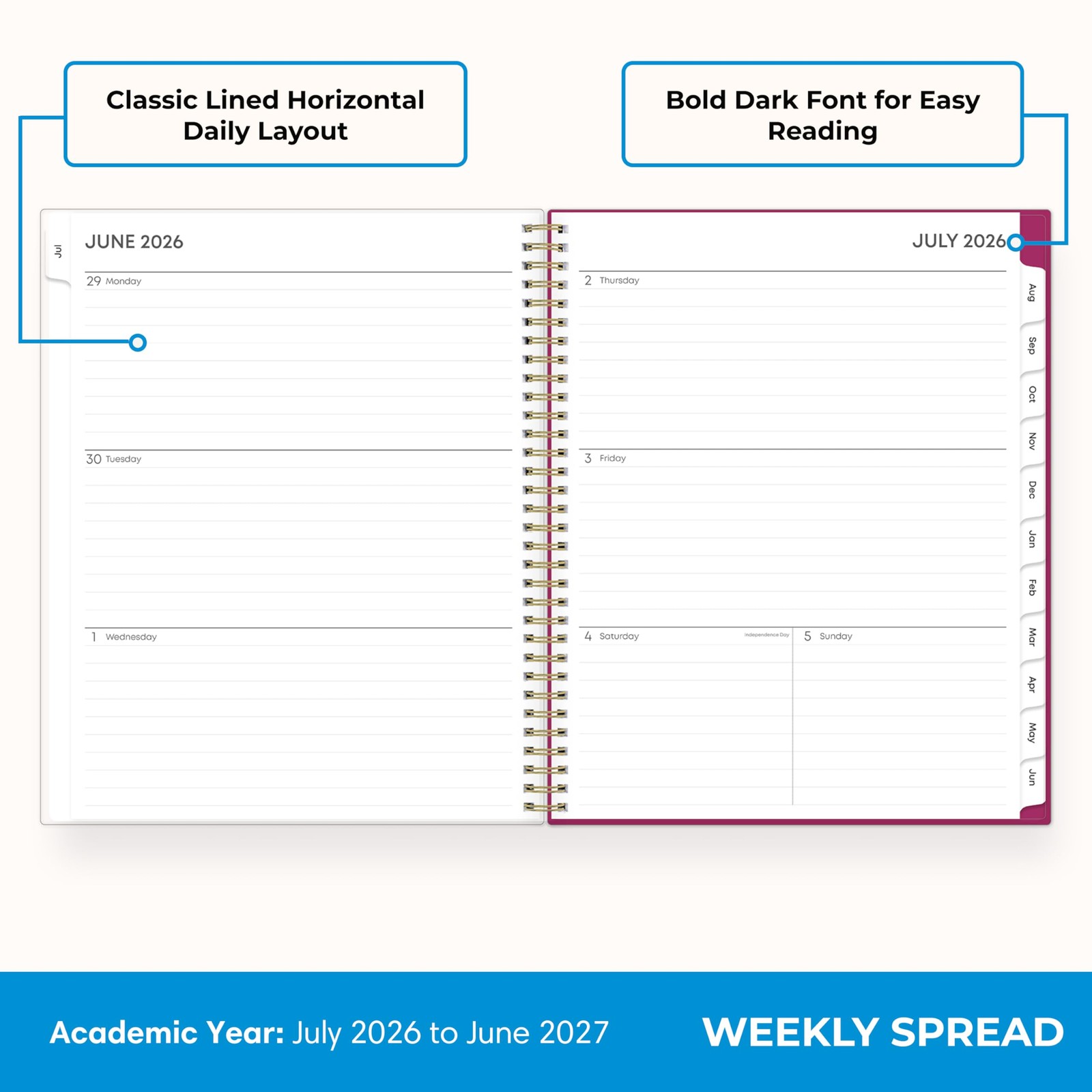 Blue Sky 2026-2027 Weekly and Monthly Academic 8.5″ x 11″, Mahalo- 2026/2027