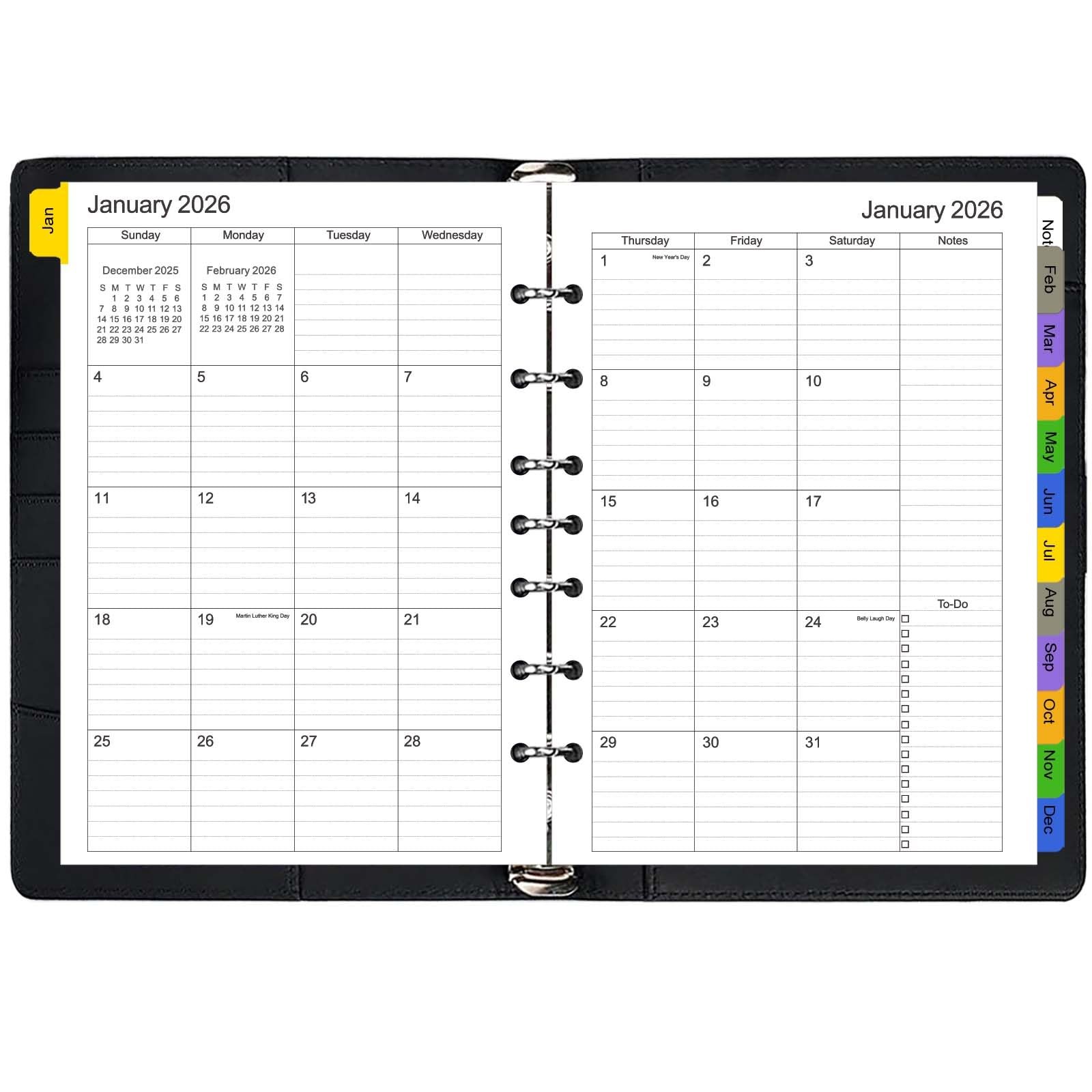 2026 Planner Refill for A5 7-Ring Binder,Weekly & Monthly Planner Inserts Run…