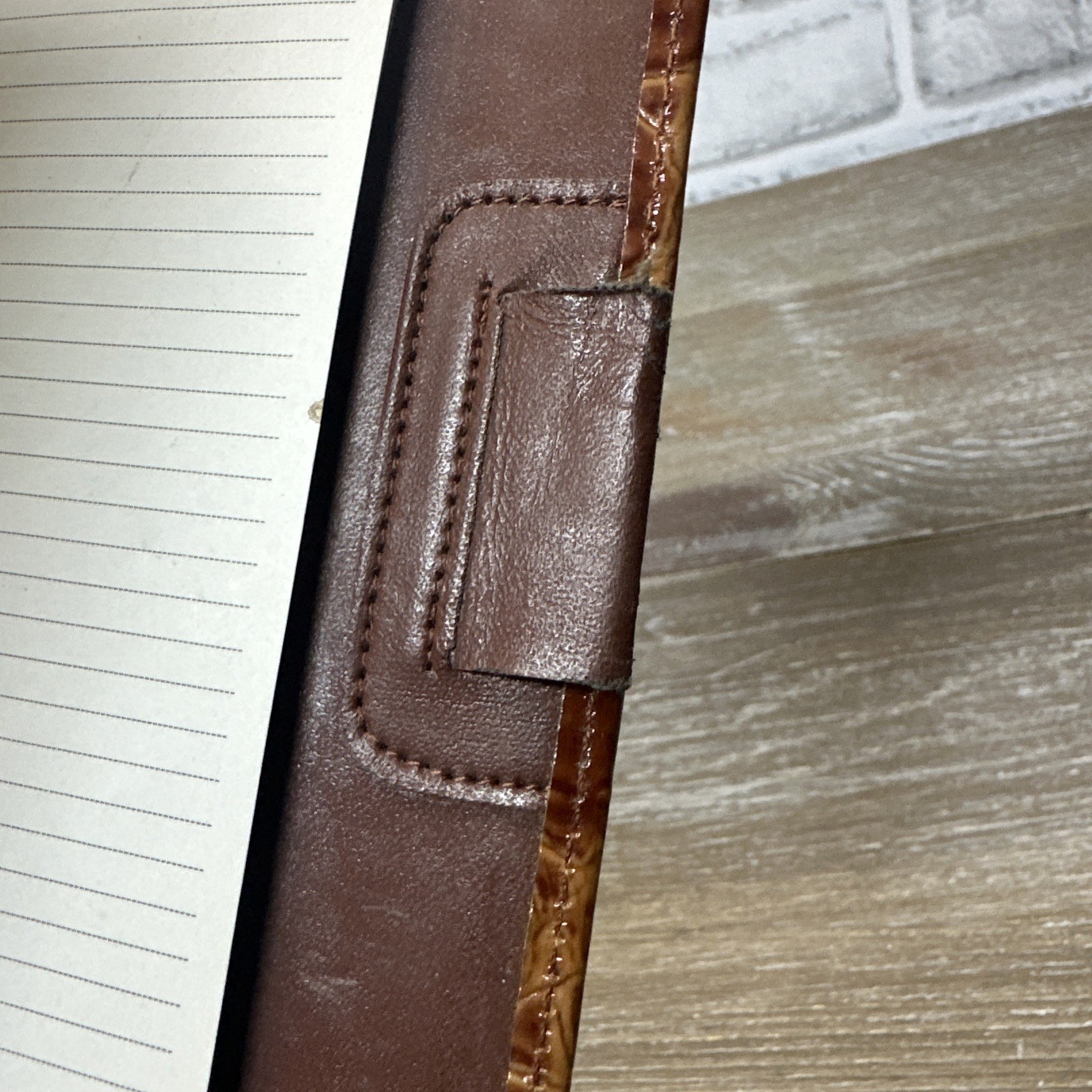 Vtg Buxton Genuine Leather 6 Ring Planner Organizer Address Book Croc Embossed