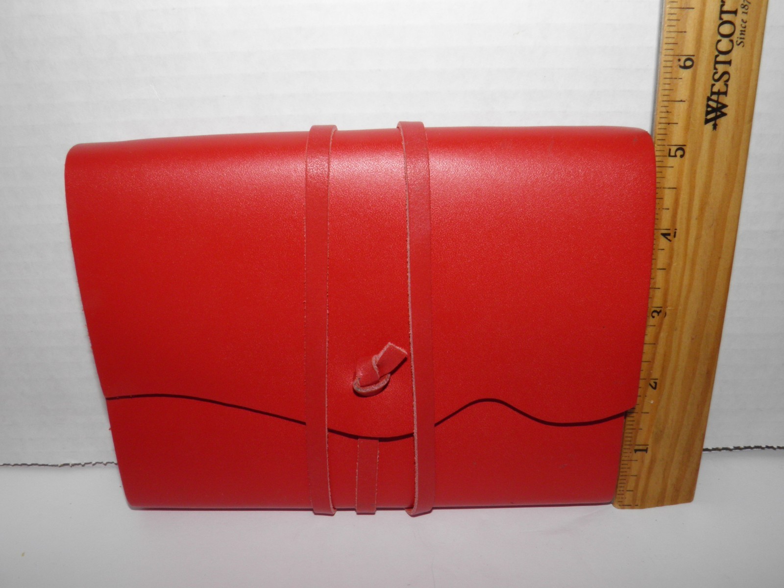 New, ECCOLO, red, soft leather cover, journal, notebook, stationery item. ITALY.