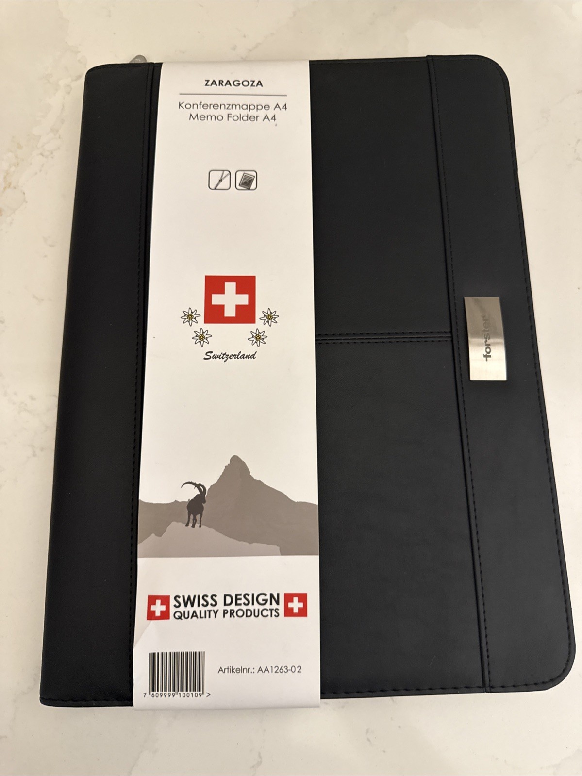 Swiss Design Black Zip Professional Business Folio Brand New Folder Meeting Memo
