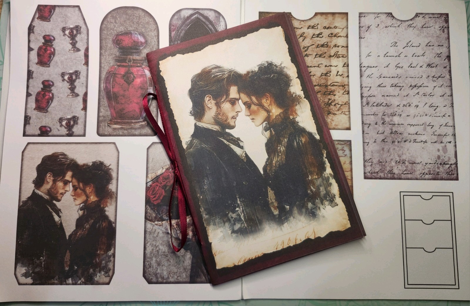 Junk Journal Booklet “SO THIS IS LOVE” Floral, Love & Romance, Music LG 9X6 40pg