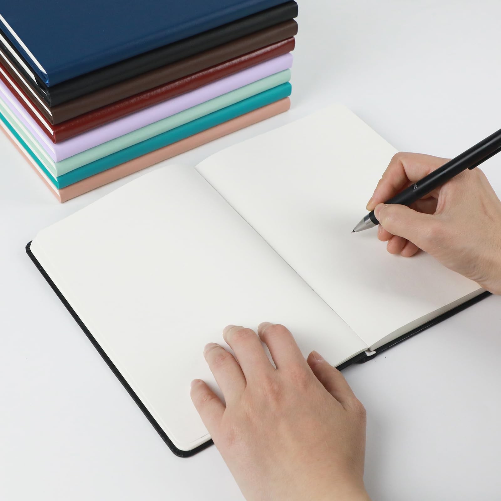 quipreco 2Pack Blank Hardcover Journal Notebook，Sketch Book, 140 A5, Black