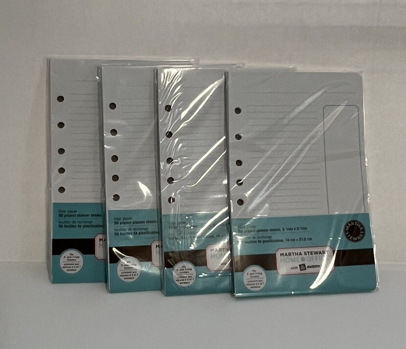 Martha Stewart Avery Filler Paper Project Planner Sheets 5.5 x 8.5 200 Sheets