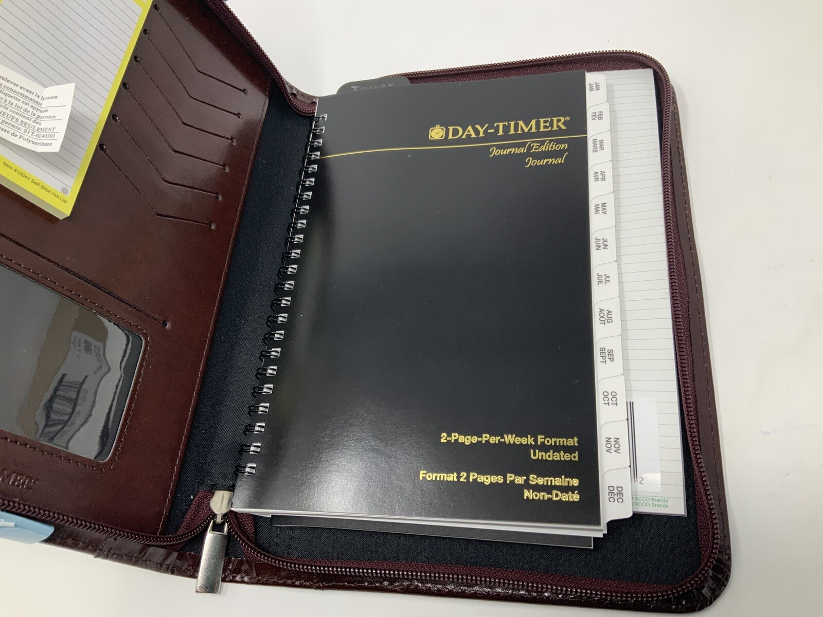 Day-Timer Wire-Bound Leather Organizer System Burgundy #D68517