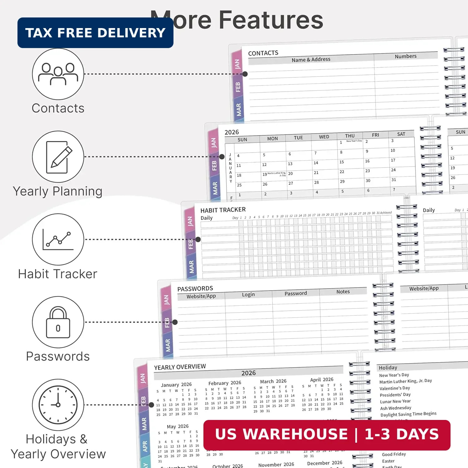 2026 Appointment Book, 30 Minutes-Hourly, Weekly & Monthly Calendar Planner 2026