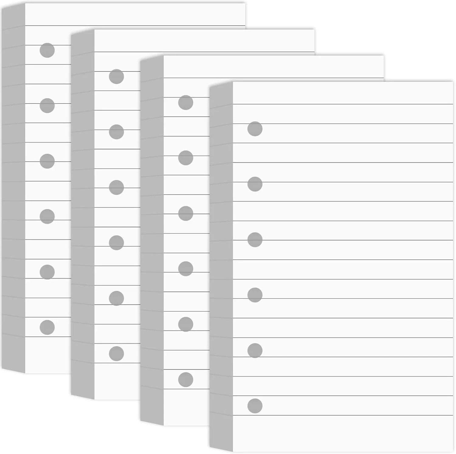 Ireer 400 Sheets Blank Lined Paper Refill for 3 X 5 Binders 6-Ring Memo Refill P