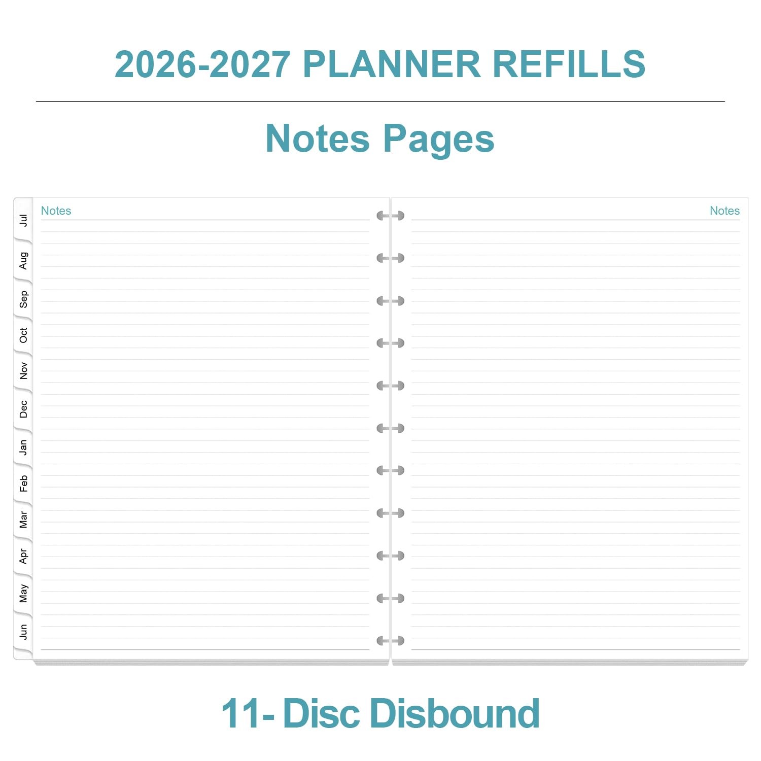 Yaridar 2026-2027 Planner Refills 11-Disc Discbound One Page Per Day Planner