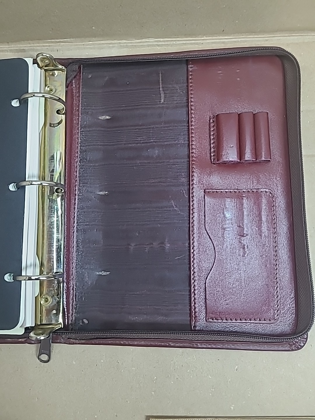 3 Ring Leather Organizer Journal Planner Vntg. 1994 Time Systems Inc. 10 In × 8
