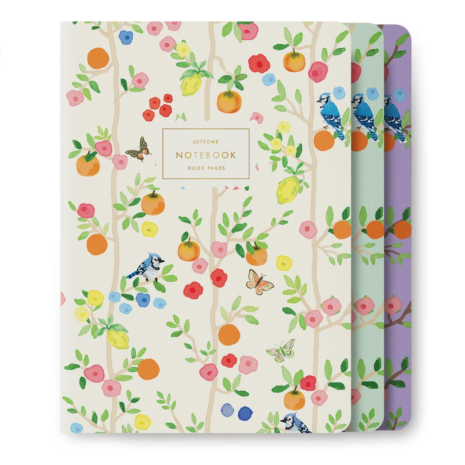 Jotsome Stitched Notebook Set, 3 Pack, 6″ x 8.5″, 64 Wide Ruled Pages, Green