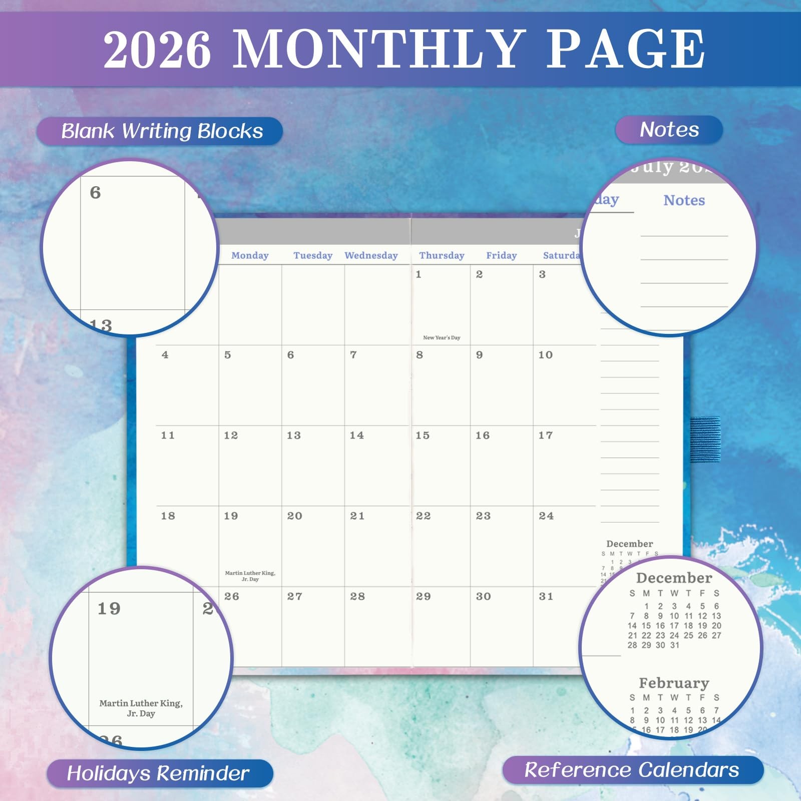 2026 Pocket Calendar – Pocket Planner 2026 for Purse, Jan. 2026 – Dec. 2026,