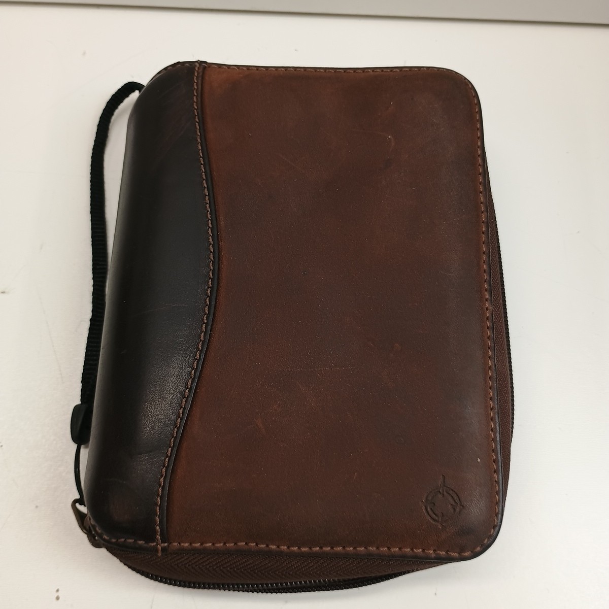 Franklin Covey Leather 6 Ring Organizer Notes Full Grain Brown Zip Around 1996