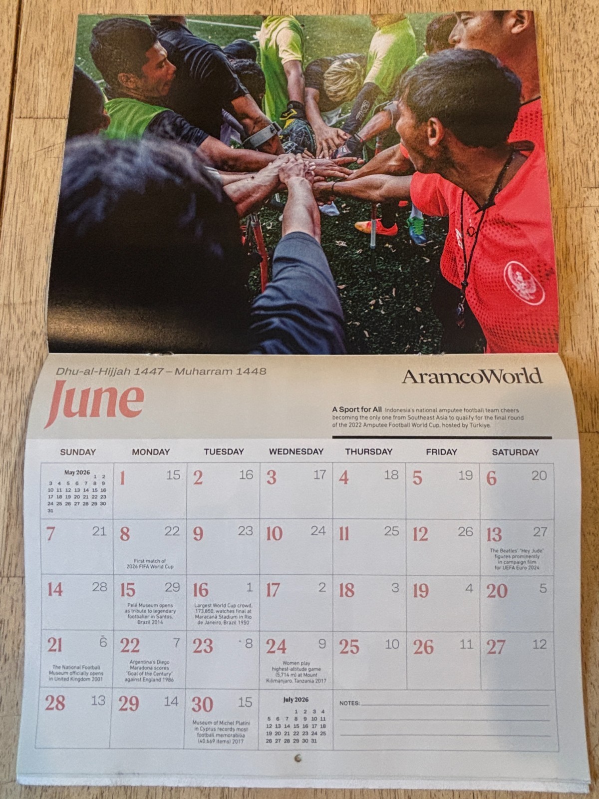 Aramco World- Football is Life- 2026 Gregorian Wall Calendar – Hijri 1447 – 1448