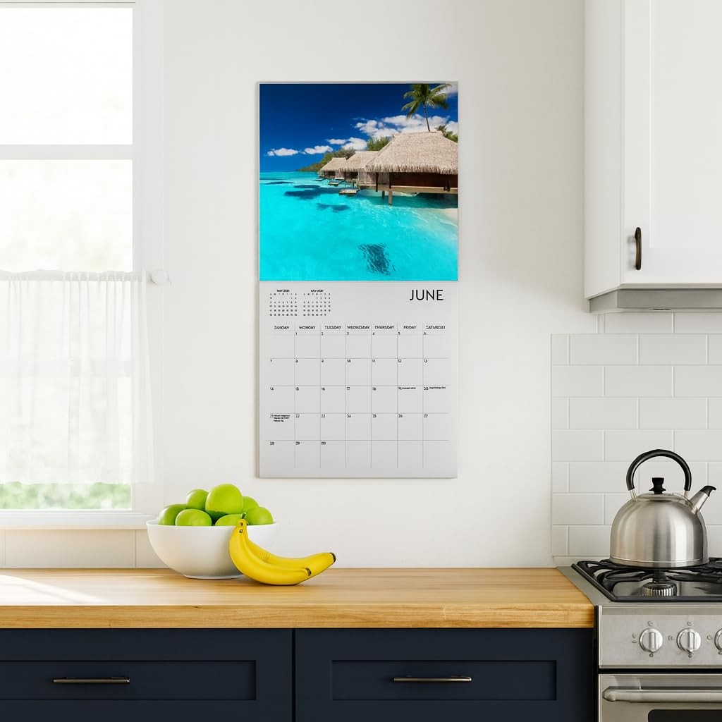 Beaches Calendar 2026, Large 12 x 24 inch, Wall Calendar,