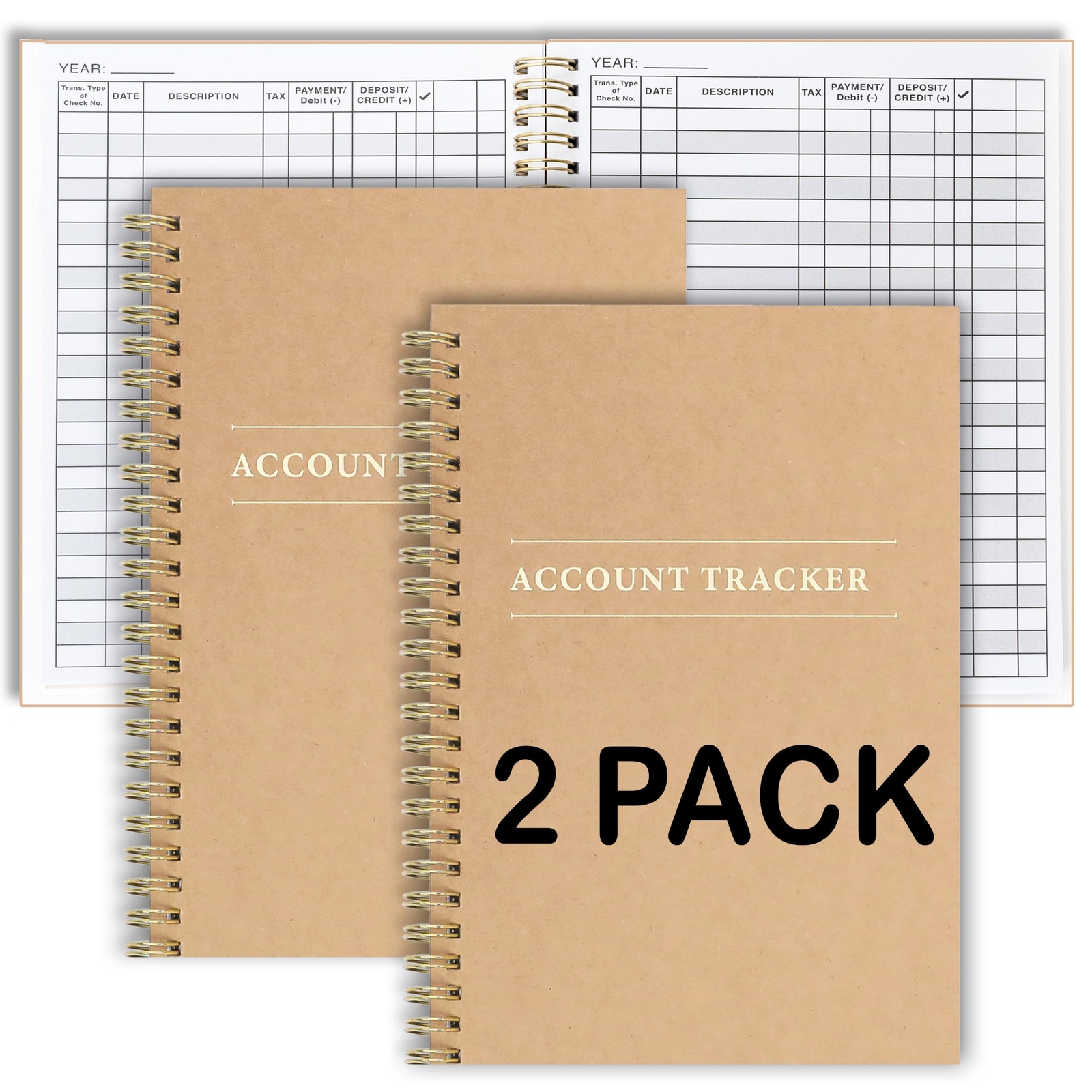 2 Pack Accounting Ledger Books for Home Budget Tracking, Business Bookkeeping
