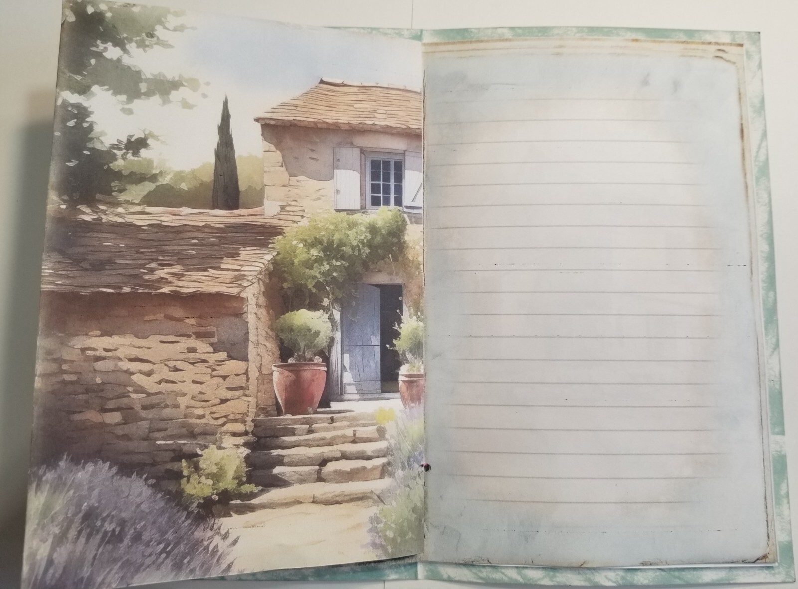 Junk Journal Blank Booklet “ARTIST’S STUDIO” HANDMADE PAINTING LG 8.5″x5.5″ 40pg