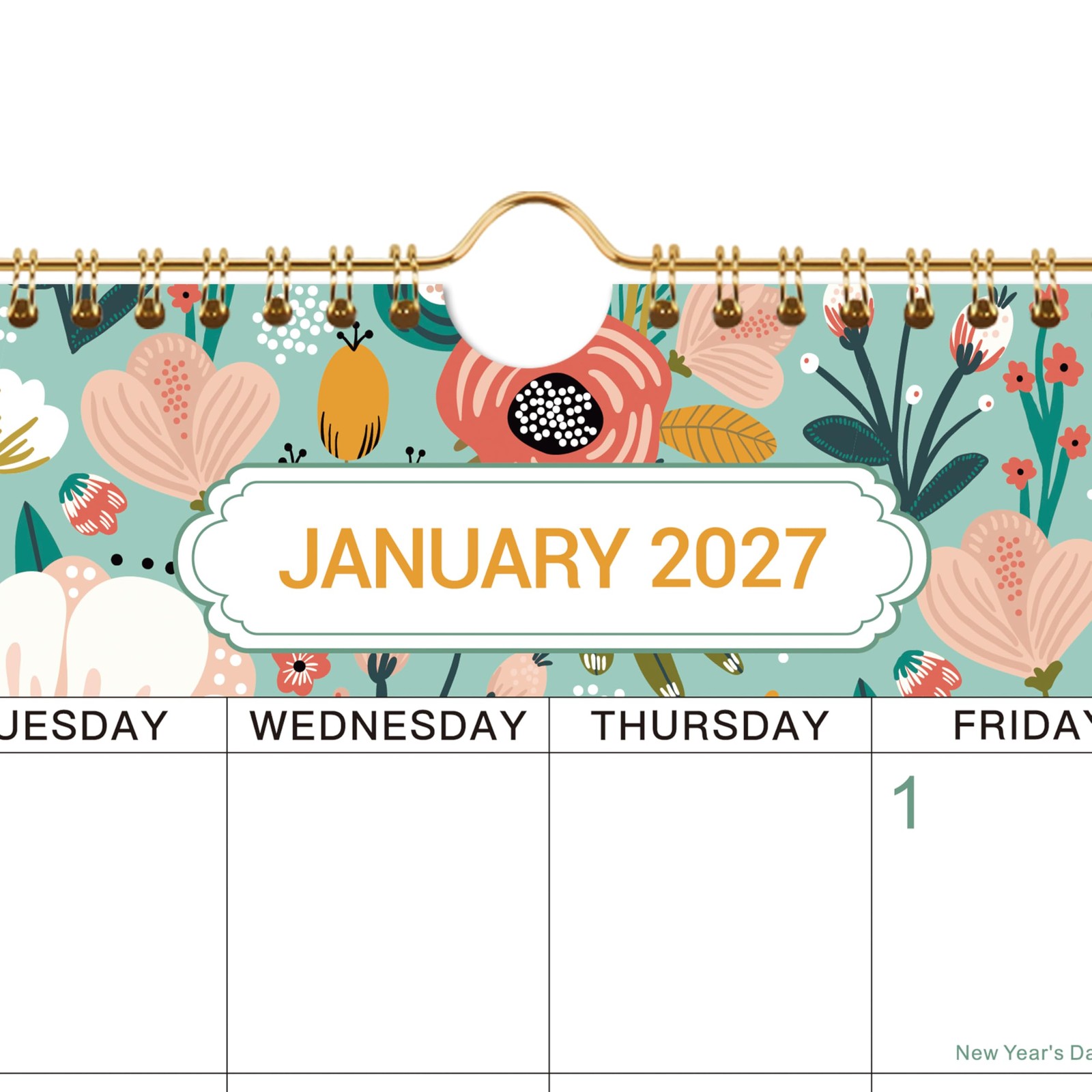 Calendar 2026-2027, 18 Months Wall from July 2026 to Green-1