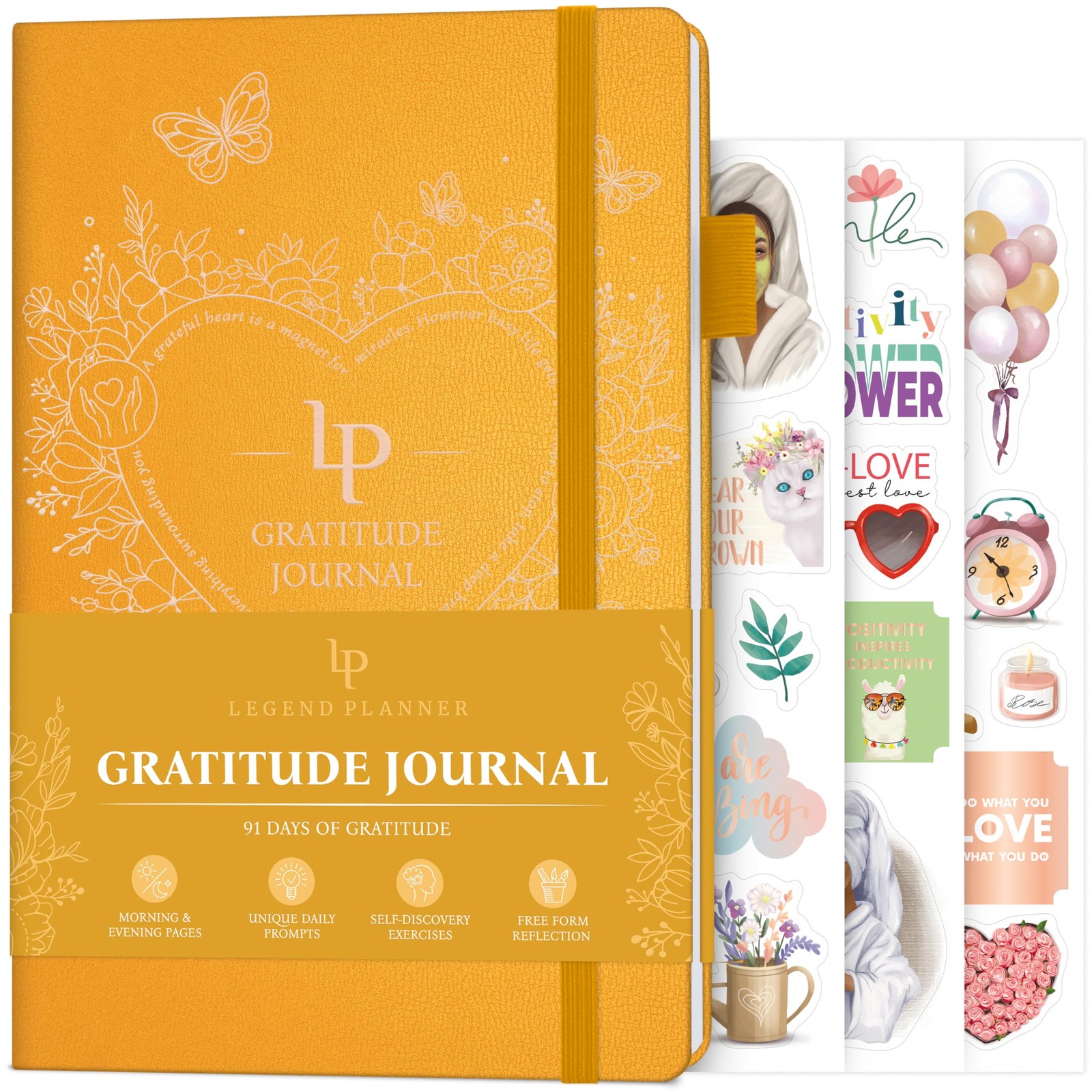 Legend Gratitude Journal – Daily A5 (5.8” x 8.3”), Amber Yellow Gold Foil