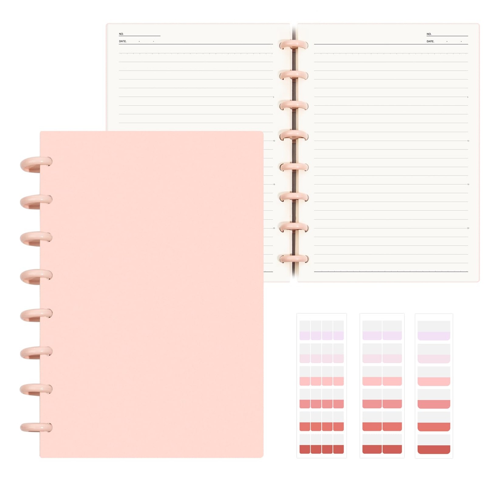 MOSA BEAR Discbound Notebook, 8-Disc Disbound Planner with Removable A5, Pink