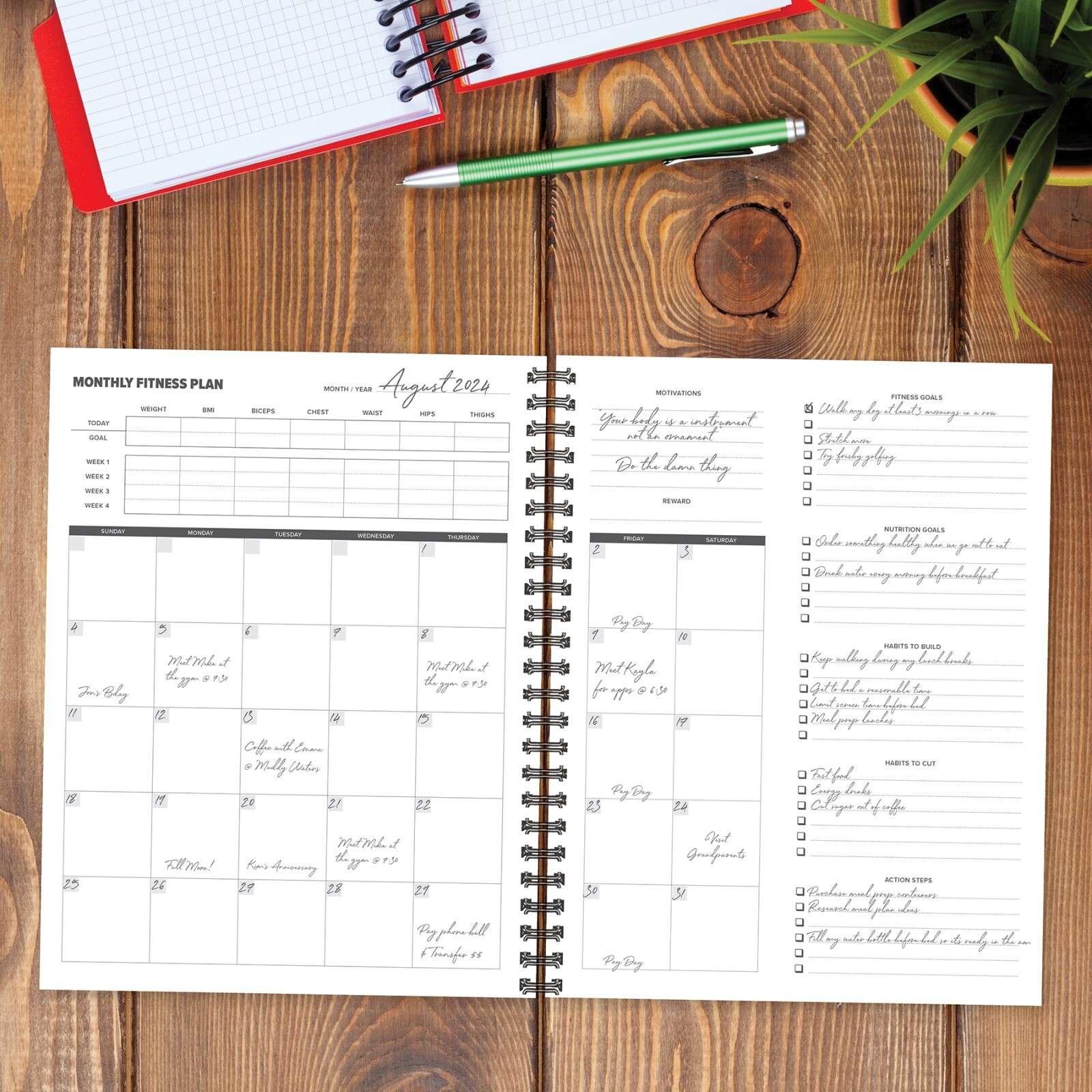 Fitness Planner 8.5″ x 11″ Softcover UNDATED Planner